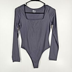 HYZ Women's Size Medium Gray Long‎ Sleeve Bodysuit Square Neck NWOT